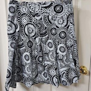 George Women's Black and White Floral Medallion Print Cotton A-Line Skirt Size 8